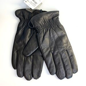 Nordstrom Mens Black Leather Gloves Thinsulate Poly Lined Size Large